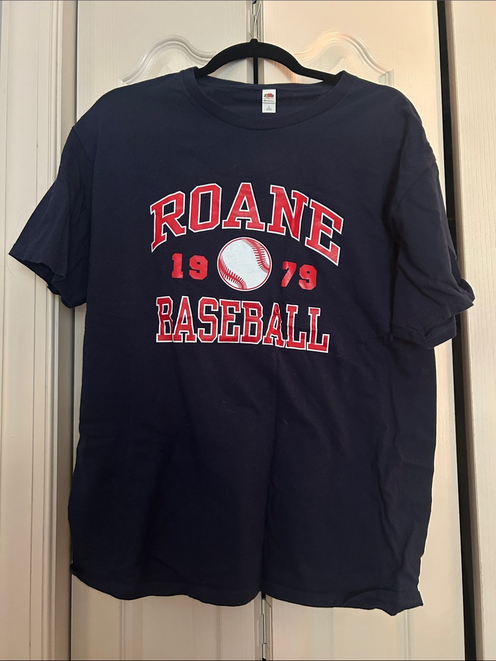 Fruit of the Loom Navy Tee with Baseball Graphic Roane State Community College